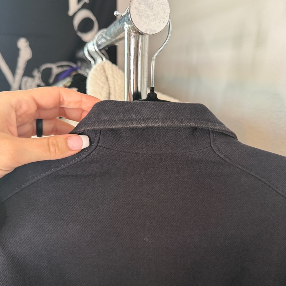 Reiss Jacket Moto Navy Asymmetrical Zip Silver Hardware Lined Collar Wear XL - Picture 7 of 10